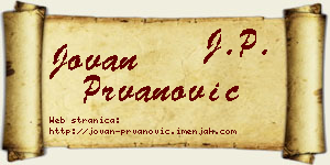 Jovan Prvanović vizit kartica